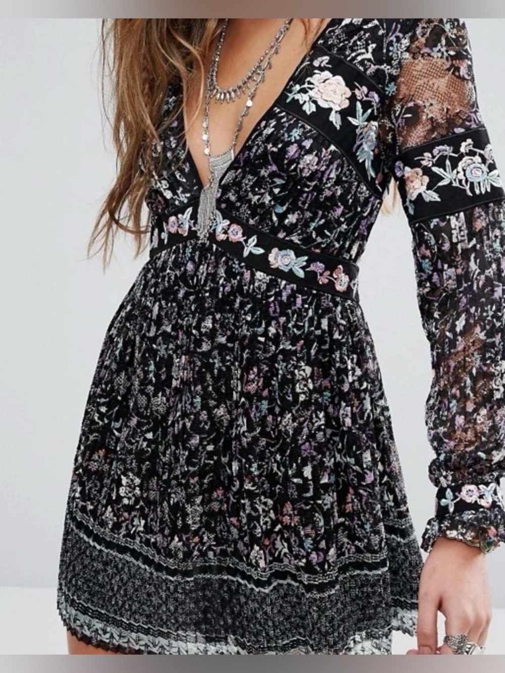 Free People floral lace mini dress